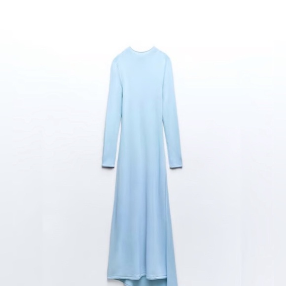 Zara Light Blue Long Sleeve Dress - Picture 2 of 6